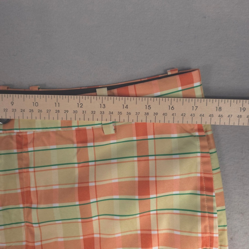 Nike Dri-FIT Golf Shorts Mens Size 34 Plaid Orange Green Athletic Casual - Picture 2 of 8